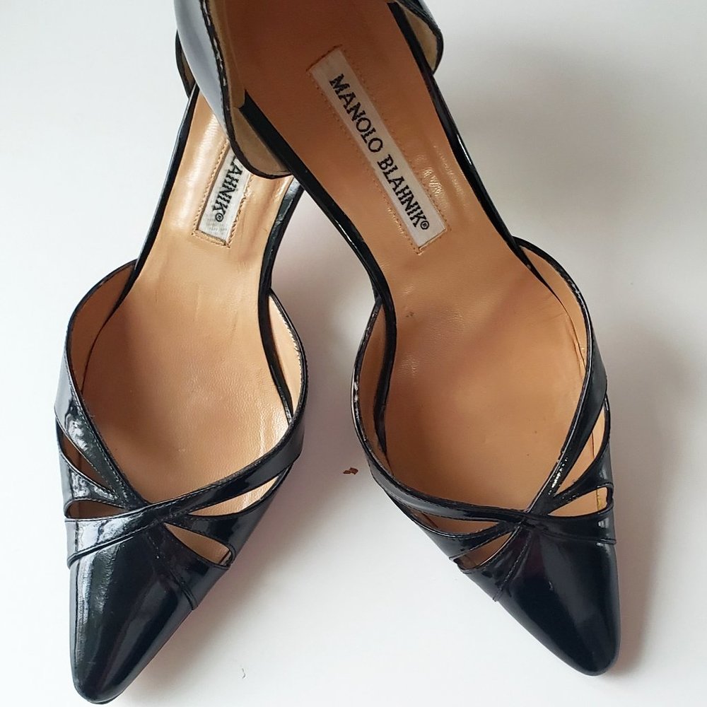 Manolo Blahnik Patent Leather Pointed-Toe Pumps